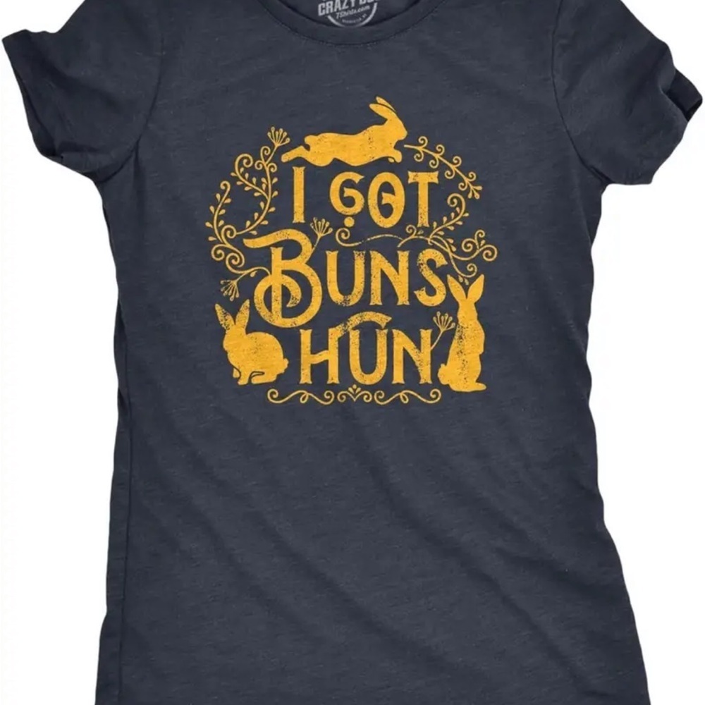 New - I got Buns Hun Gray T-Shirt with Yellow Bunny Print